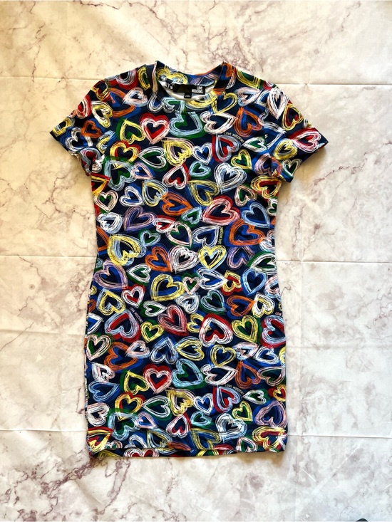 Love Moschino Dresses & Skirts - Moschino Love - ‘Multi Heart’ Dress - 'Love Moschino’ Print - Ribbed Collar
